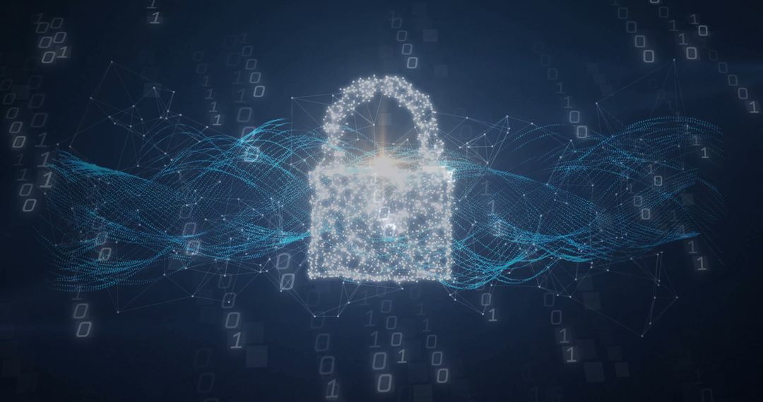 Glowing Digital Padlock Representing Cybersecurity in Cyberspace