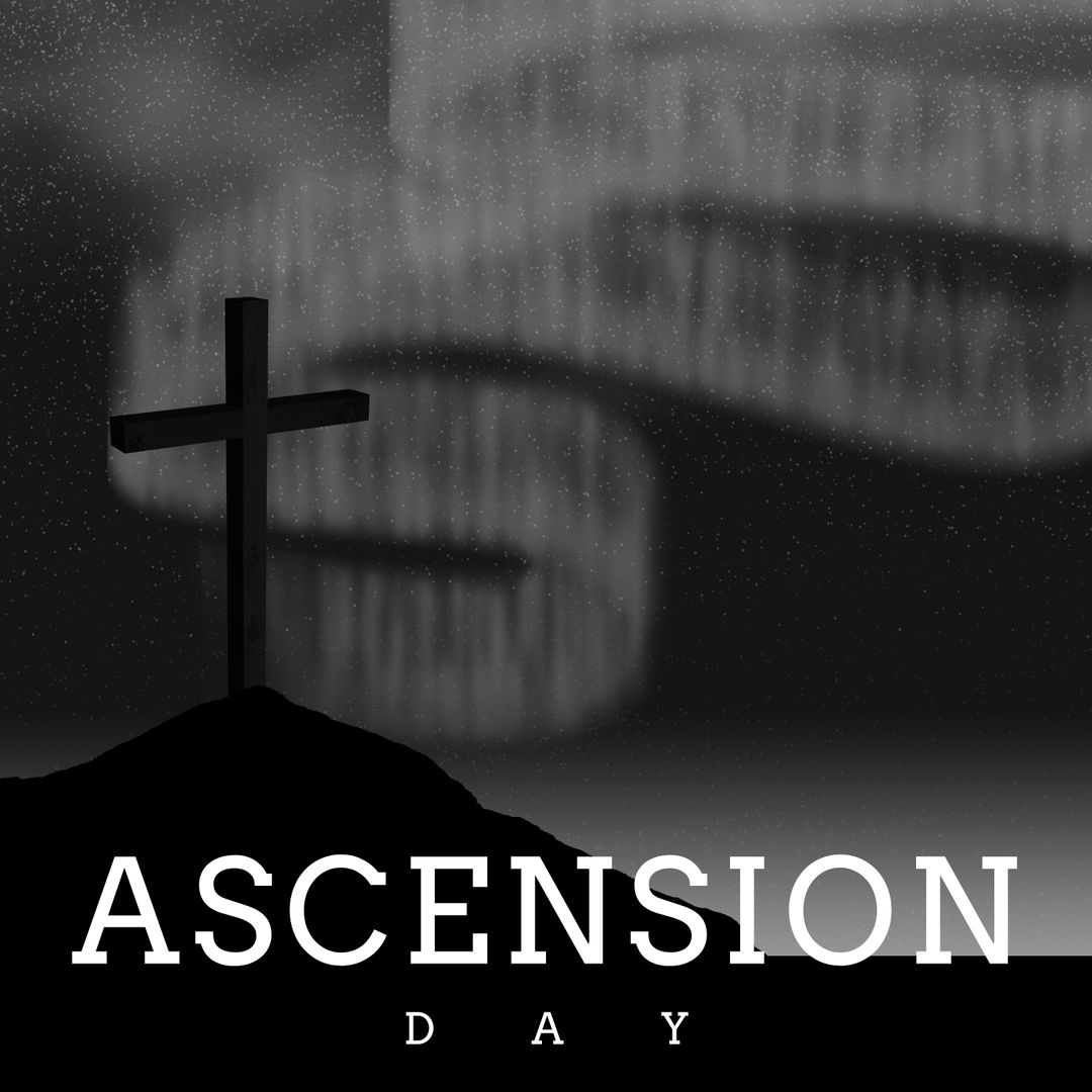 Ascension Day with Silhouette Cross and Aurora Borealis