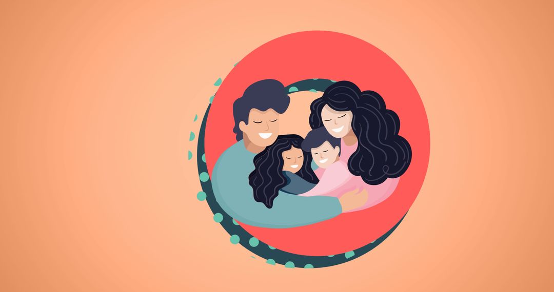 Happy Family Embrace Illustrating Love and Support