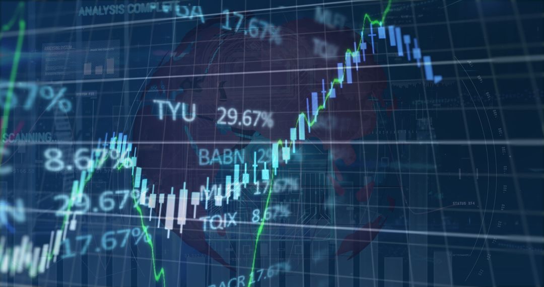 Global Financial Data Interface with Rotating Globe Overlay