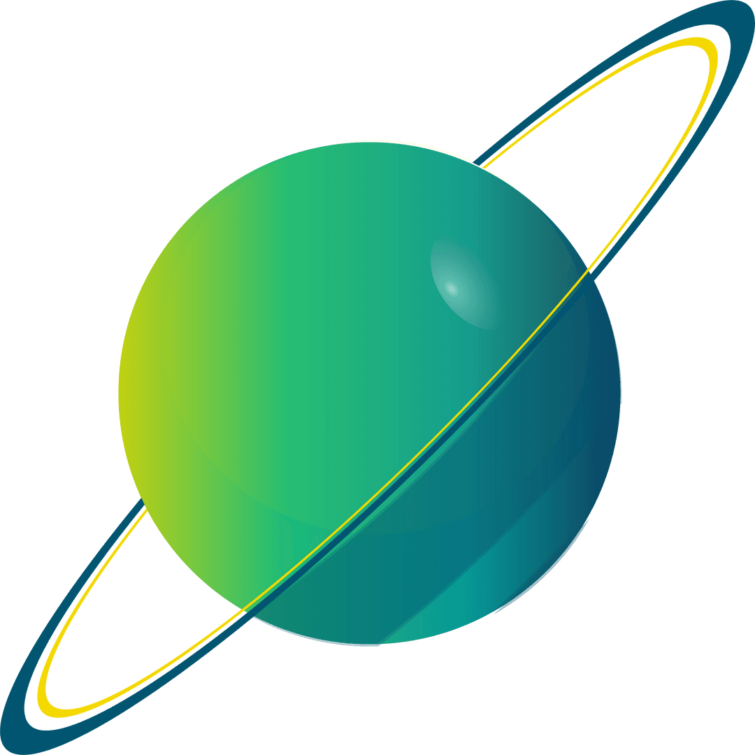Transparent Green Teal Ringed Planet in Space