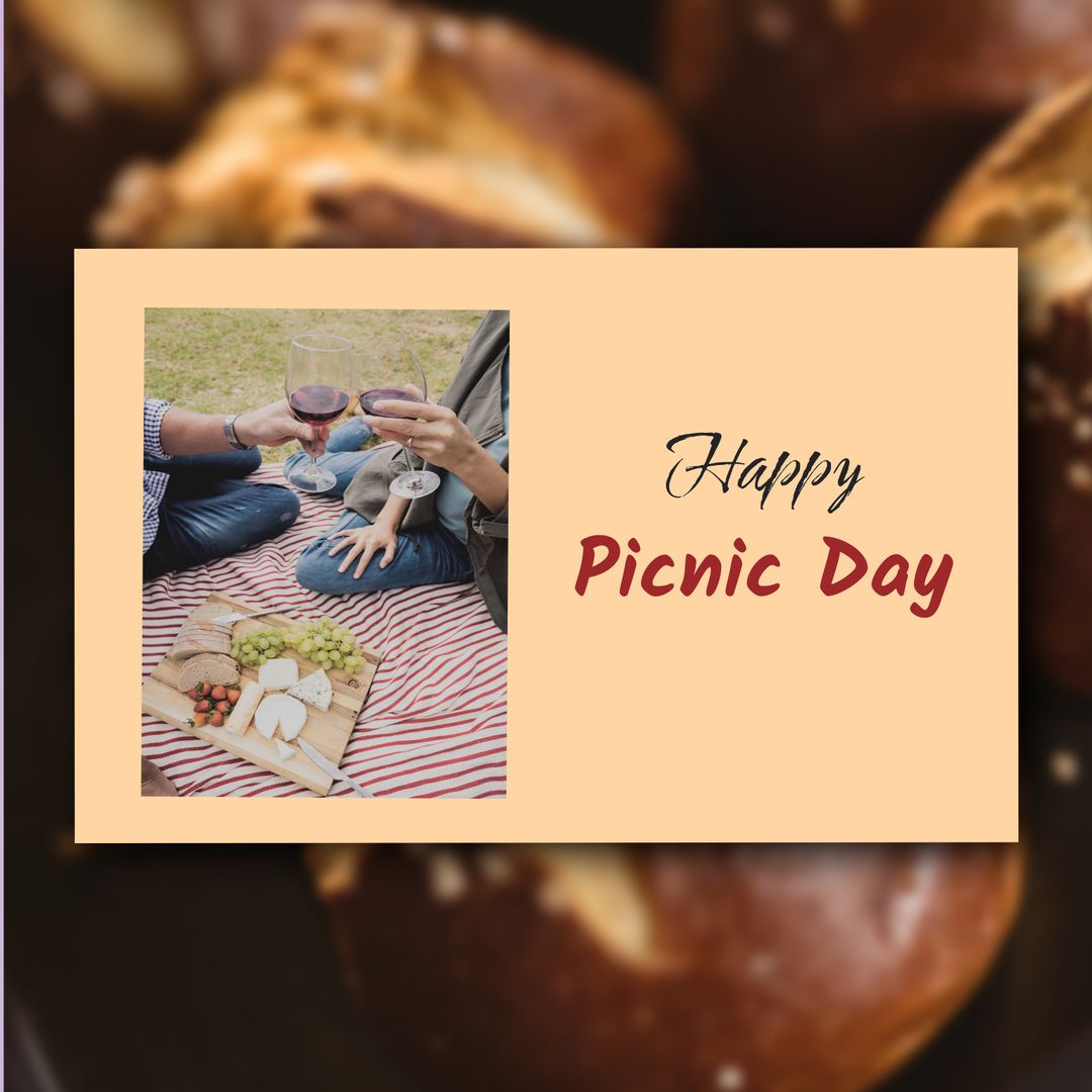 Couple Toasting Wine with Cheese Board on Picnic Blanket