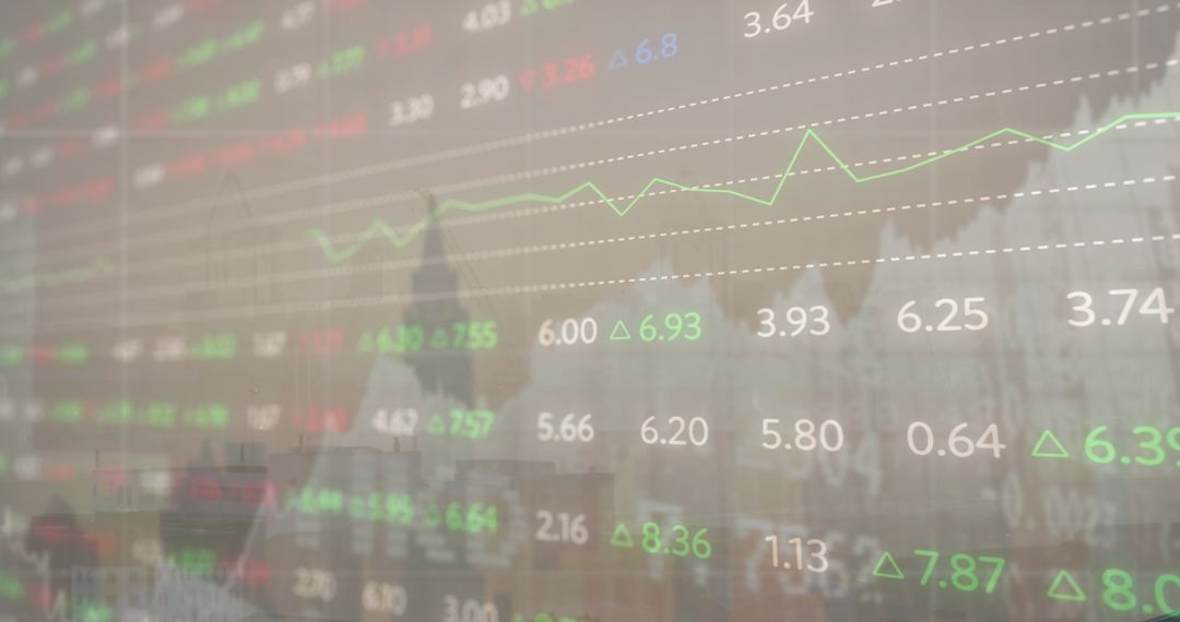 Financial Data Overlay with Cityscape for Global Business Analysis