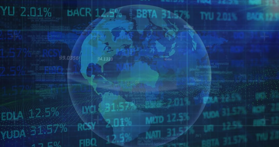 Digital Globe with Trading Data and Technology Elements