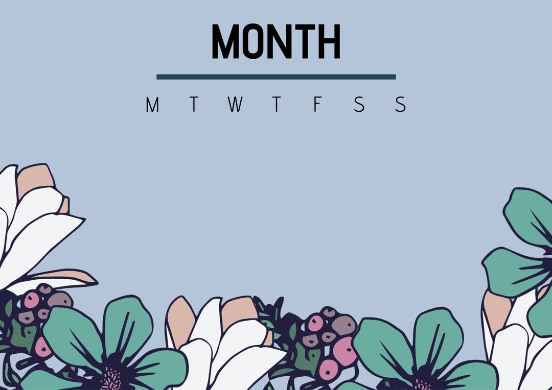 Floral Calendar Template with Minimalist Design