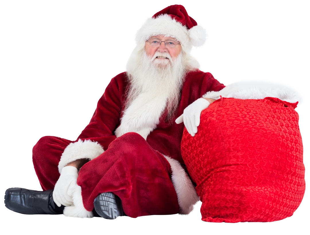 Santa in Traditional Red Suit with Gift Sack, Transparent Background - Download Free Stock Images Pikwizard.com