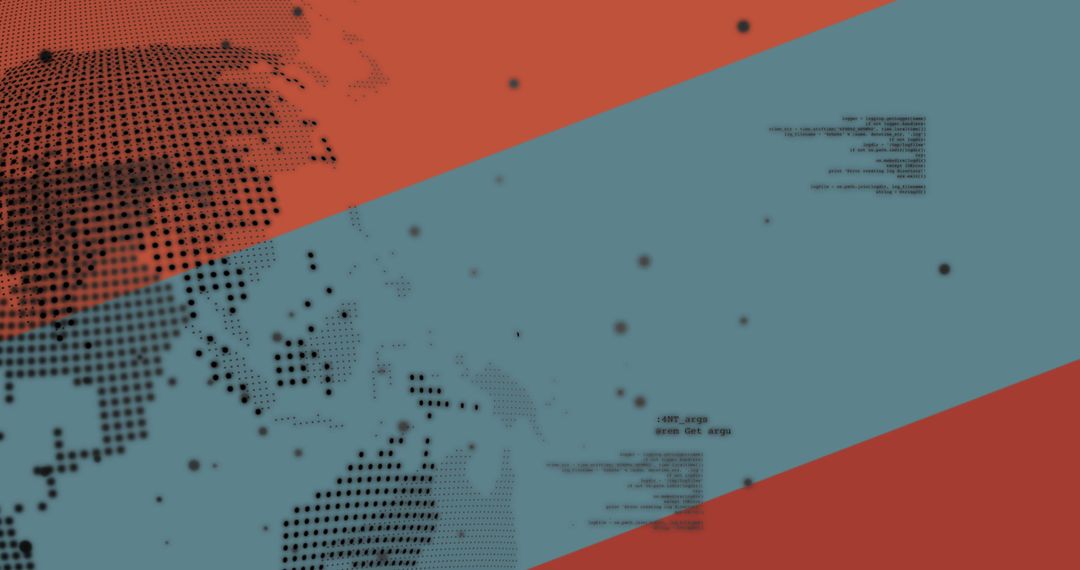 Abstract tech map with halftone pattern and coding elements