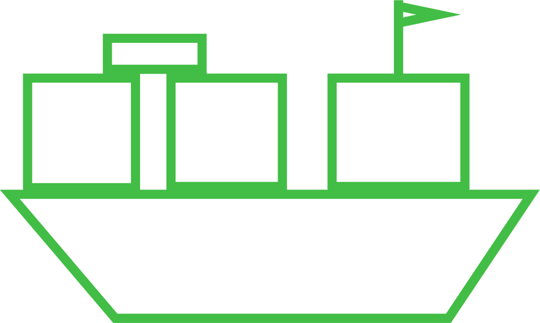 Green Ship Symbol on Transparent Background for Delivery Concept