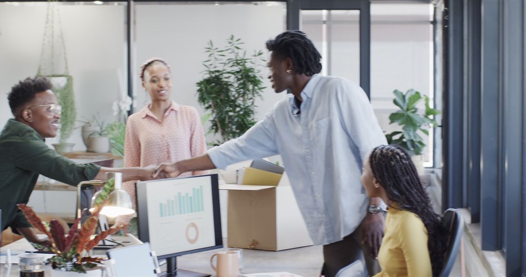 Diverse Team Collaborating on Project with Data Presentation