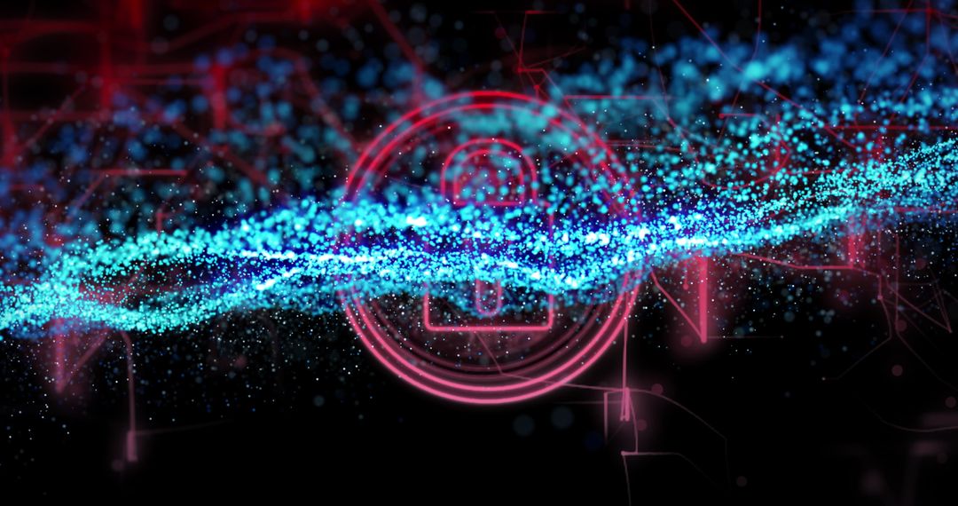 Futuristic Cyber Network with Streaming Cyan Particle Wave