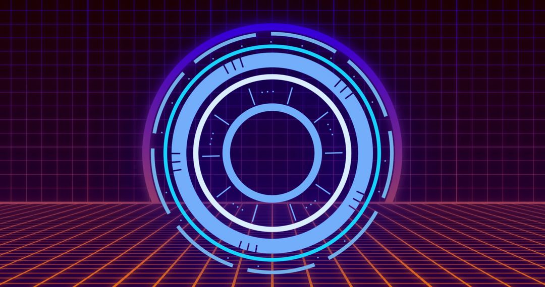 Futuristic Digital Interface with Scanning Circle and Grid