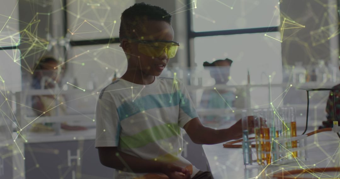 Curious African American Boy Conducting Science Experiment