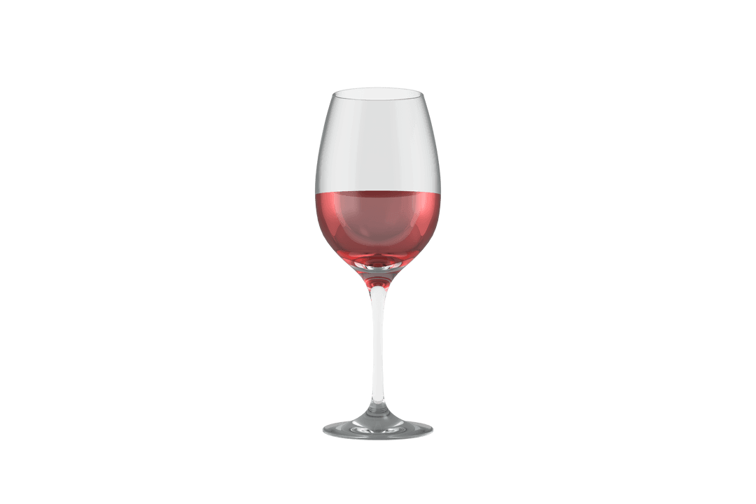 Transparent Wine Glass Illustration with Rich Red Wine