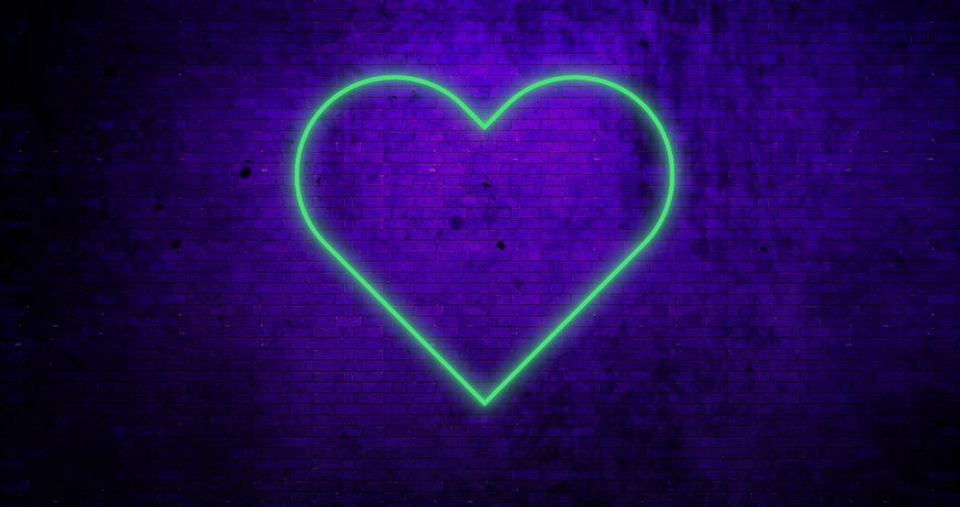 Green Neon Heart Glowing on Purple Wall - Free Images, Stock Photos and Pictures on Pikwizard.com