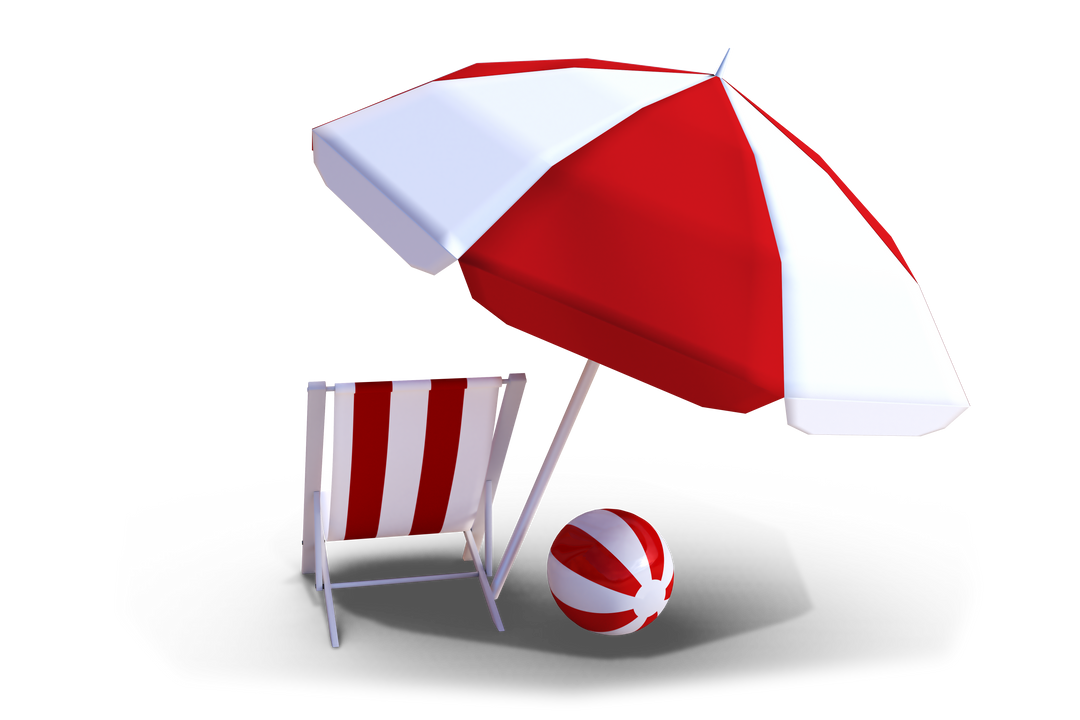 Transparent Sunbed and Umbrella with Stripe Design for Vacation and Summer Concept - Download Free Stock Images Pikwizard.com