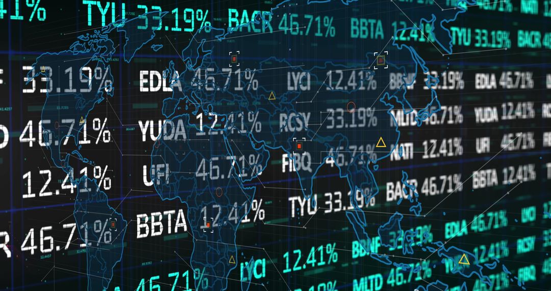 Global Stock Market Data Visualization with Futuristic Elements