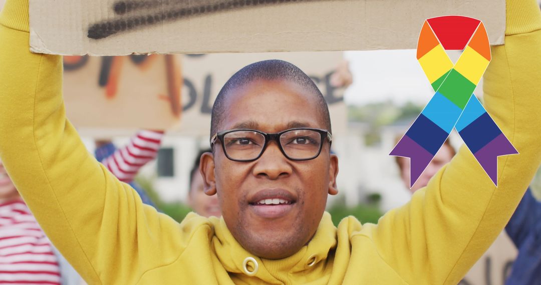 Protester Advocating LGBT Rights and Equality Holding Banner