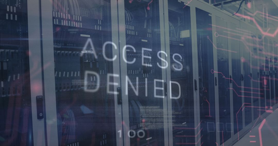 Access Denied Warning Over High-Tech Server Room with Data Connections