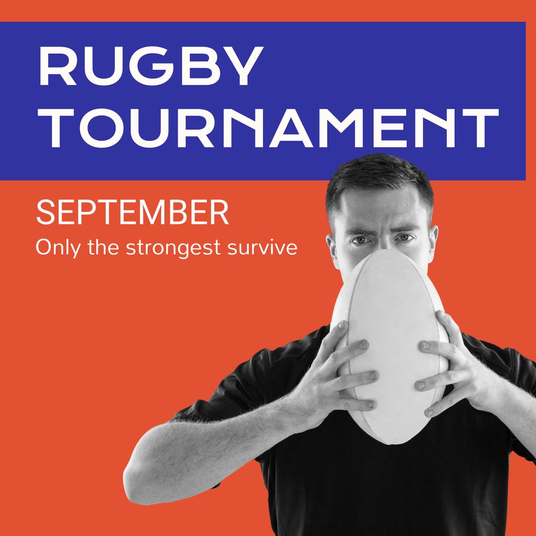 Rugby Tournament Announcement with Player Holding Rugby Ball - Download Free Stock Templates Pikwizard.com