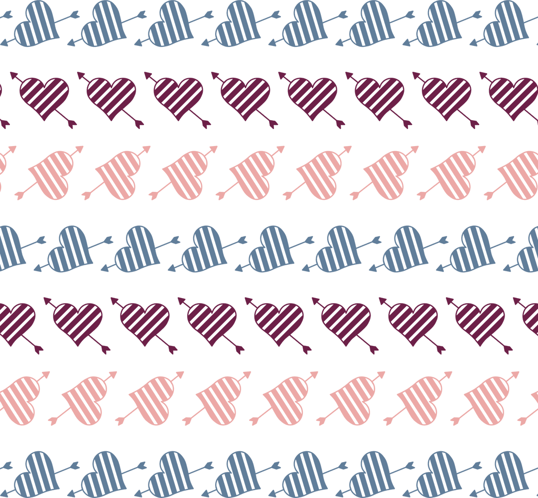 Transparent Pattern of Colorful Hearts with Arrows