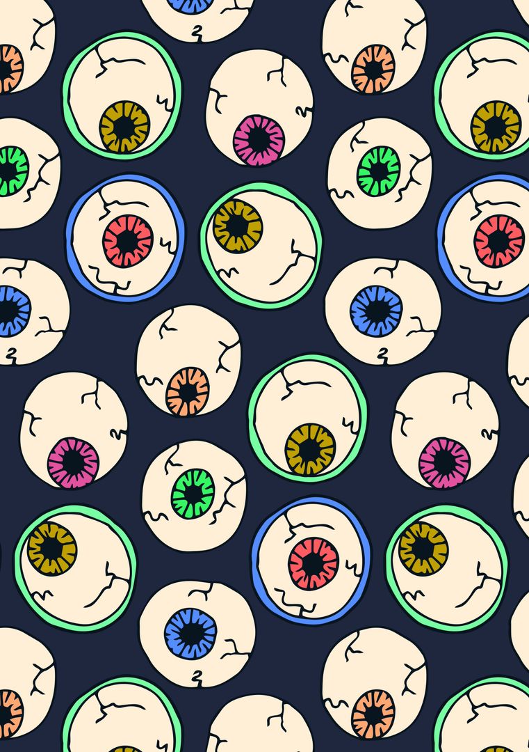 Colorful Eye Patterns on Dark Background