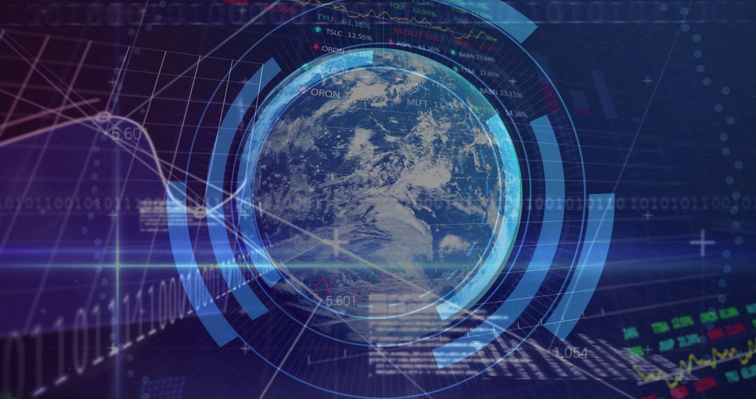 Futuristic Digital Earth with Data Processing Visuals