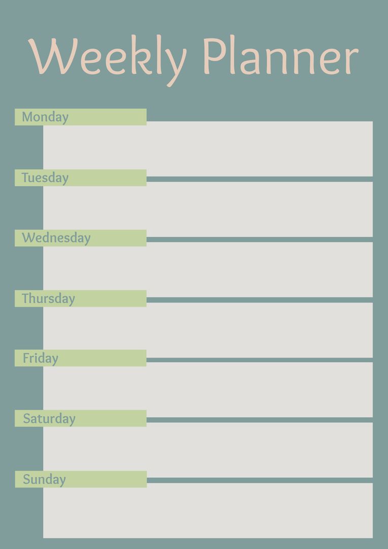 Minimalistic Weekly Planner Template for Efficient Scheduling - Download Free Stock Templates Pikwizard.com