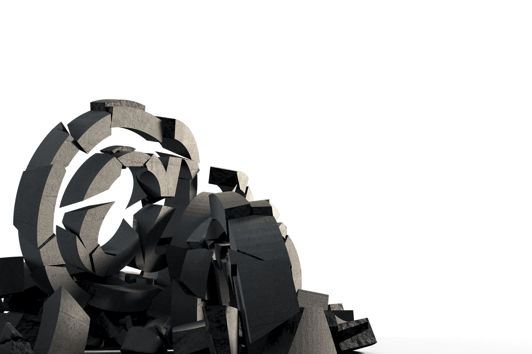 Abstract Black Geometric Debris on Transparent Background