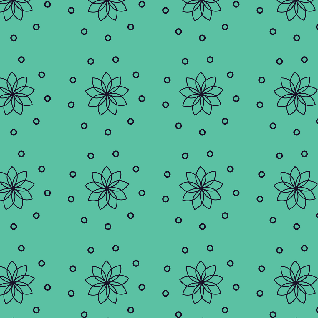Floral Blue Green Pattern on Transparent Background for Stylish Designs