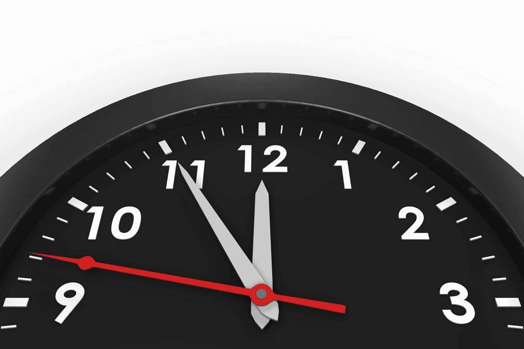 Black Clock with Red Second Hand Transparent Background - Download Free Stock Images Pikwizard.com