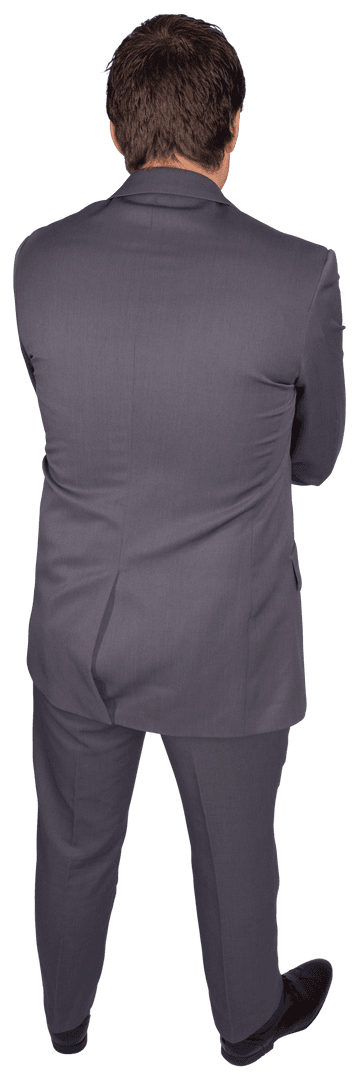 Transparent Back View of Businessman With Arms Crossed