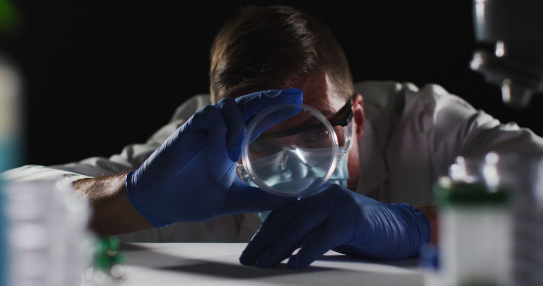 Scientist Examining Petri Dish in Laboratory, Conducting Experiment - Free Images, Stock Photos and Pictures on Pikwizard.com