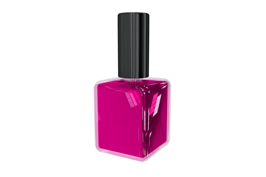 Pink Nail Varnish Bottle on Transparent Background for Beauty Design