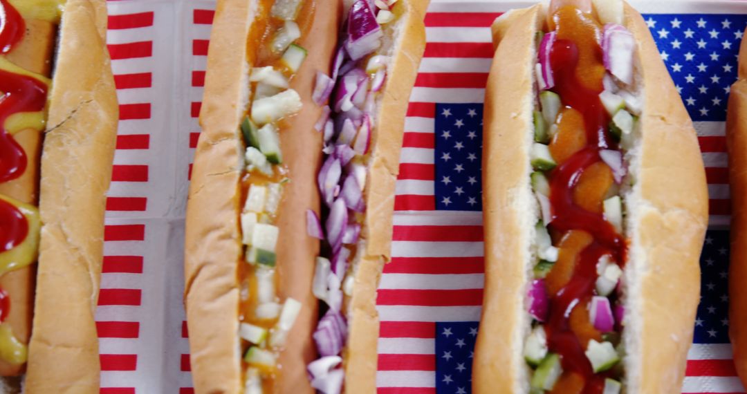 American-style hot dogs with variety of toppings - Free Images, Stock Photos and Pictures on Pikwizard.com