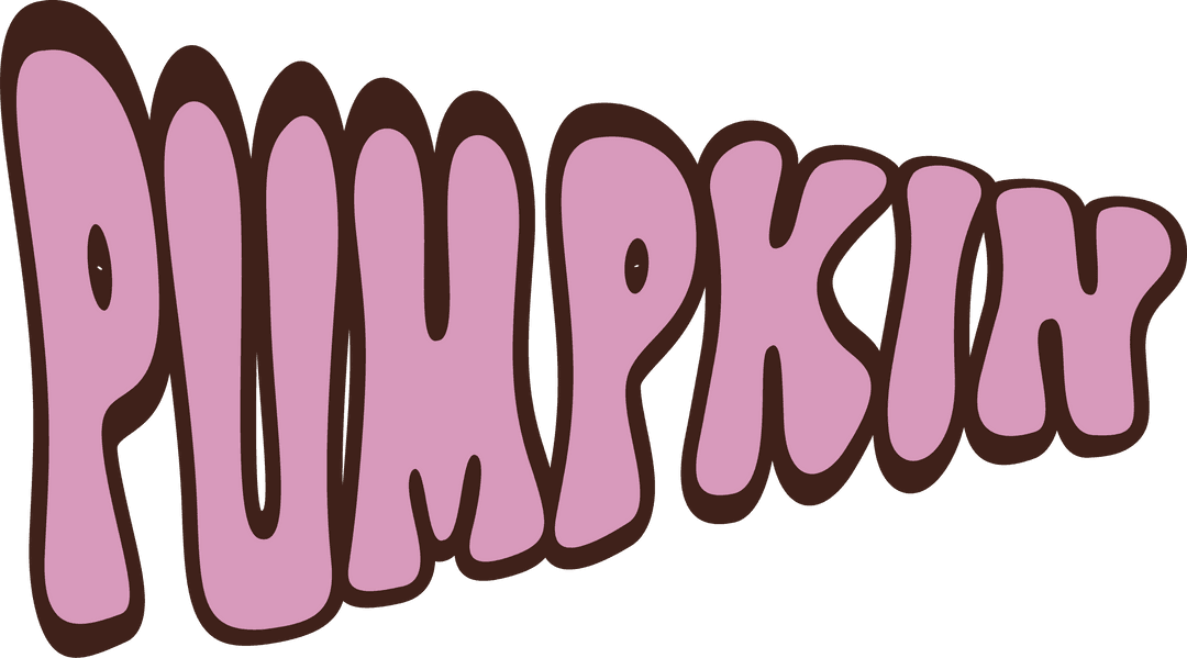 Playful Pink Bubble PUMPKIN Lettering on Transparent Background