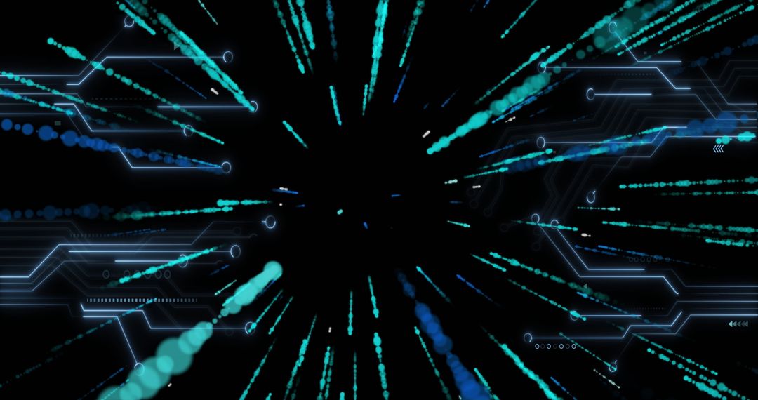 Radiating Blue Data Trails in Digital Futuristic Space