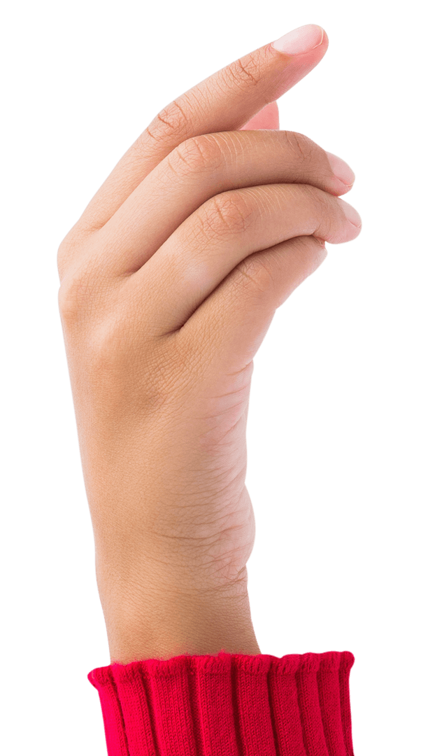 Transparent Hand Showing Little Gesture with Red Sleeve