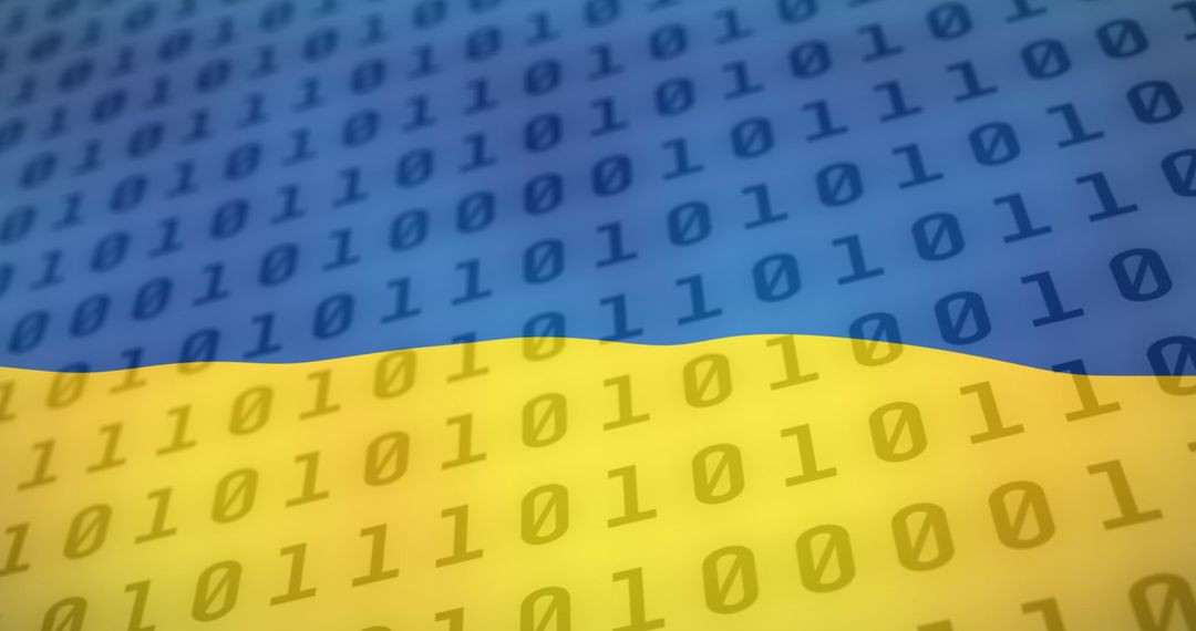 Binary Code Over Ukraine Flag Symbolizing Digital Connectivity
