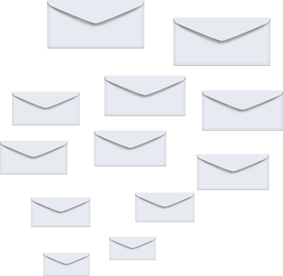 White Envelopes Array on Transparent Background Illustration - Download Free Stock Images Pikwizard.com