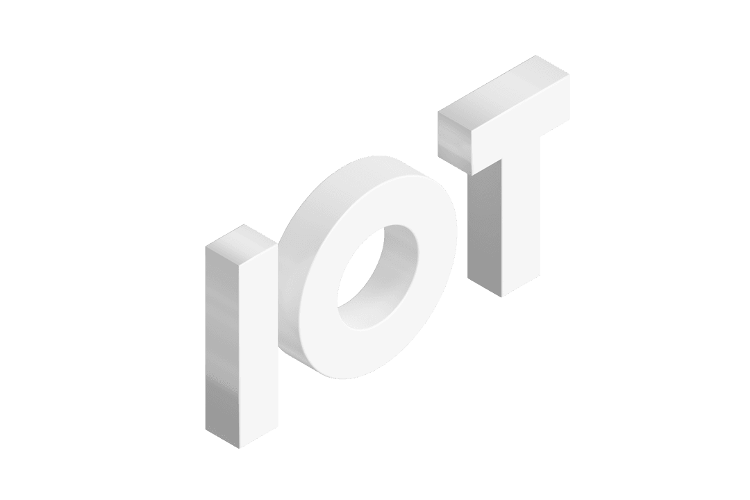 3D Transparent IoT Letters Isolated on White Background