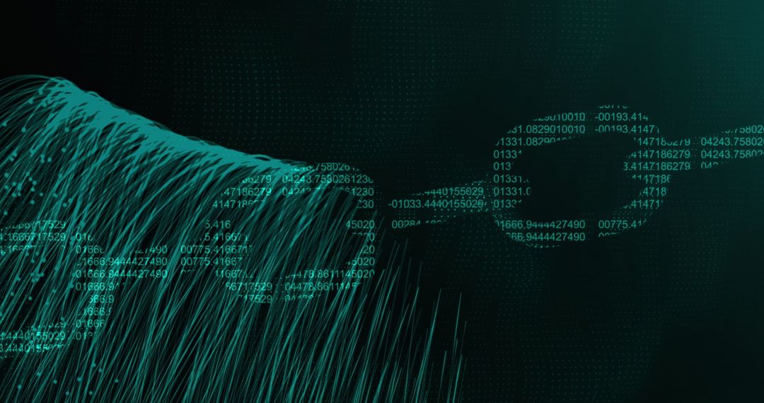 Teal Digital Data Wave with Binary Grid Motion