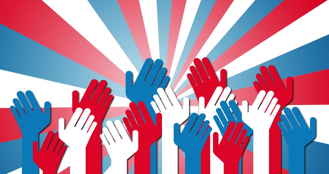 Colorful Hands Celebrating American Democracy Concept