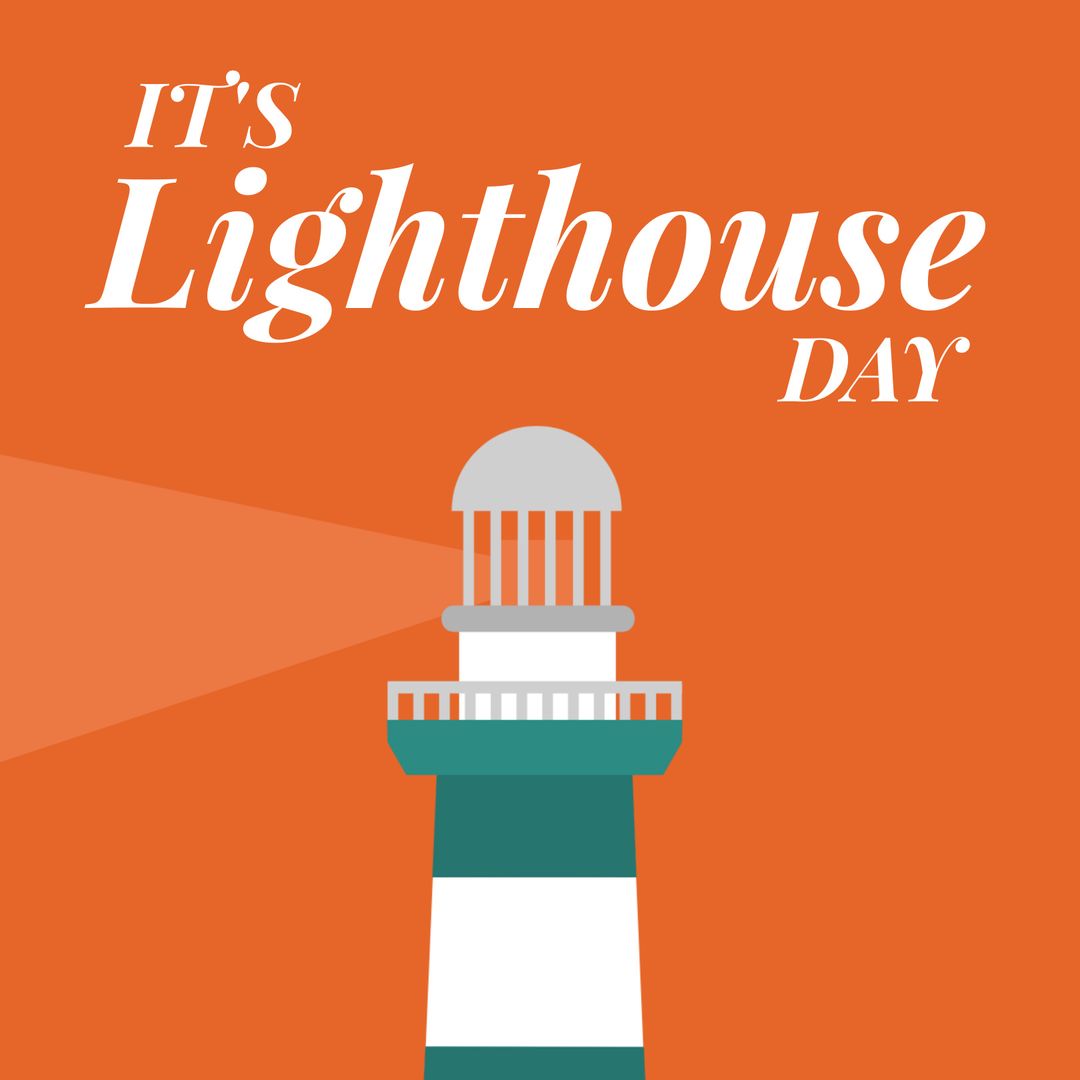 Lighthouse Beacon Celebration Illustration on Orange Background