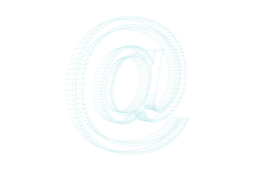 3D Transparent At Sign in Blue Digital Style