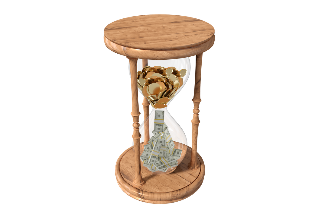 Transparent Wooden Hourglass with Coins and Banknotes Symbolizing Value of Time - Download Free Stock Images Pikwizard.com