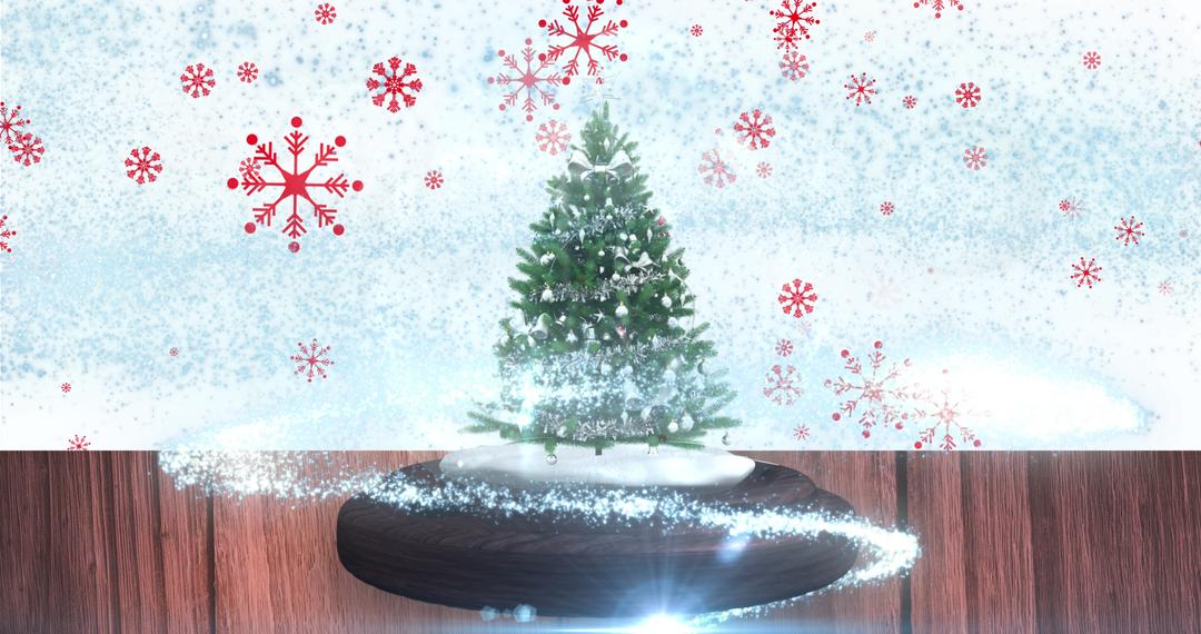 Christmas Snow Globe with Enchanting Falling Snow and Red Snowflakes - Free Images, Stock Photos and Pictures on Pikwizard.com