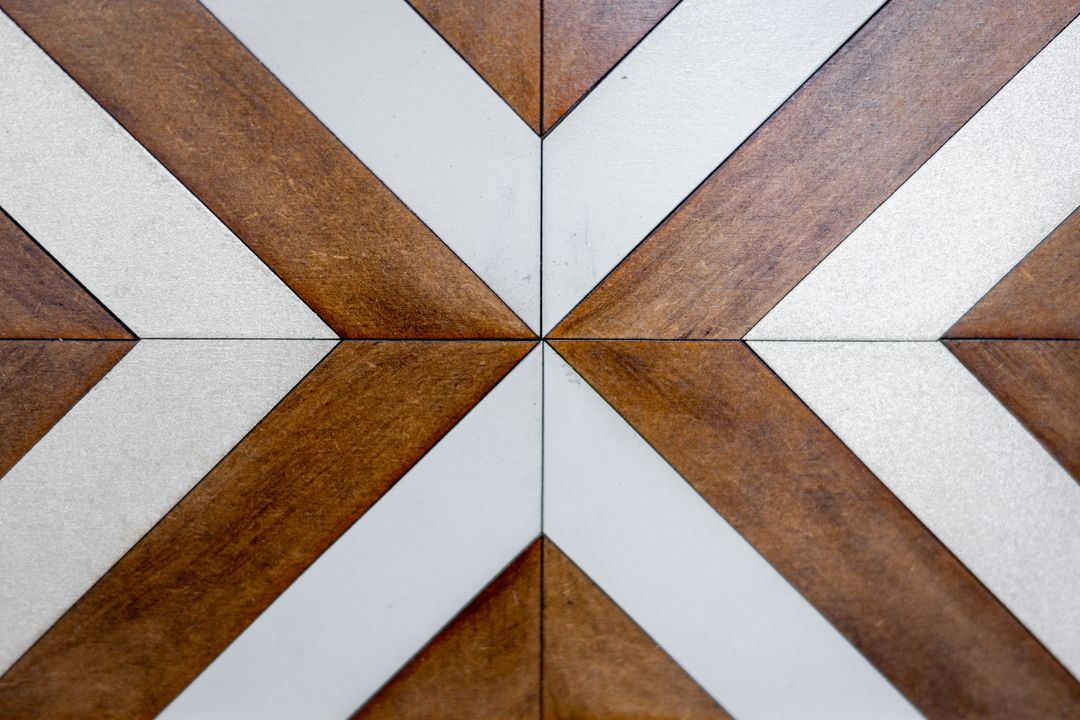 Geometric Wooden and Metallic Tile Pattern Background