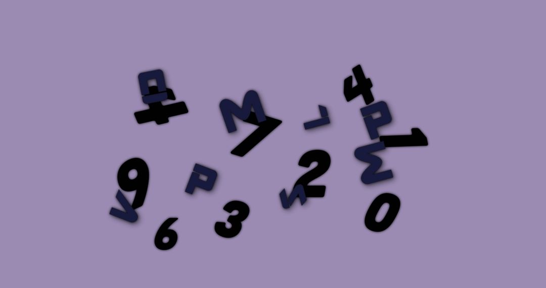 Numbers and Letters Floating on Purple Background