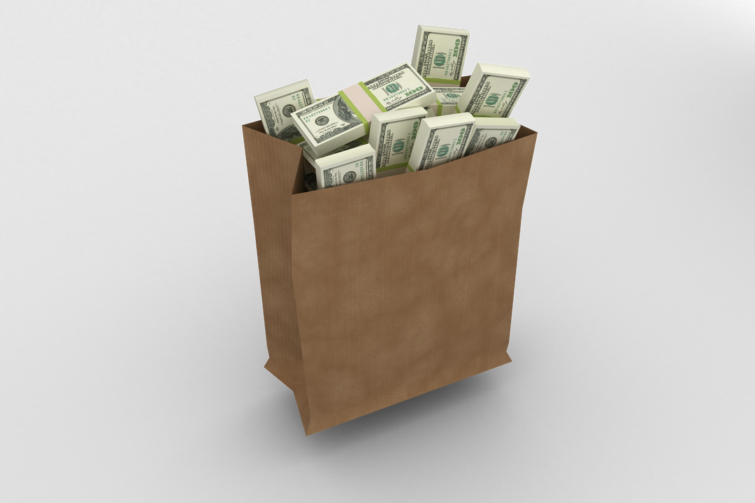 Digital Illustration of Paper Bag with Cash on Transparent Background - Download Free Stock Images Pikwizard.com