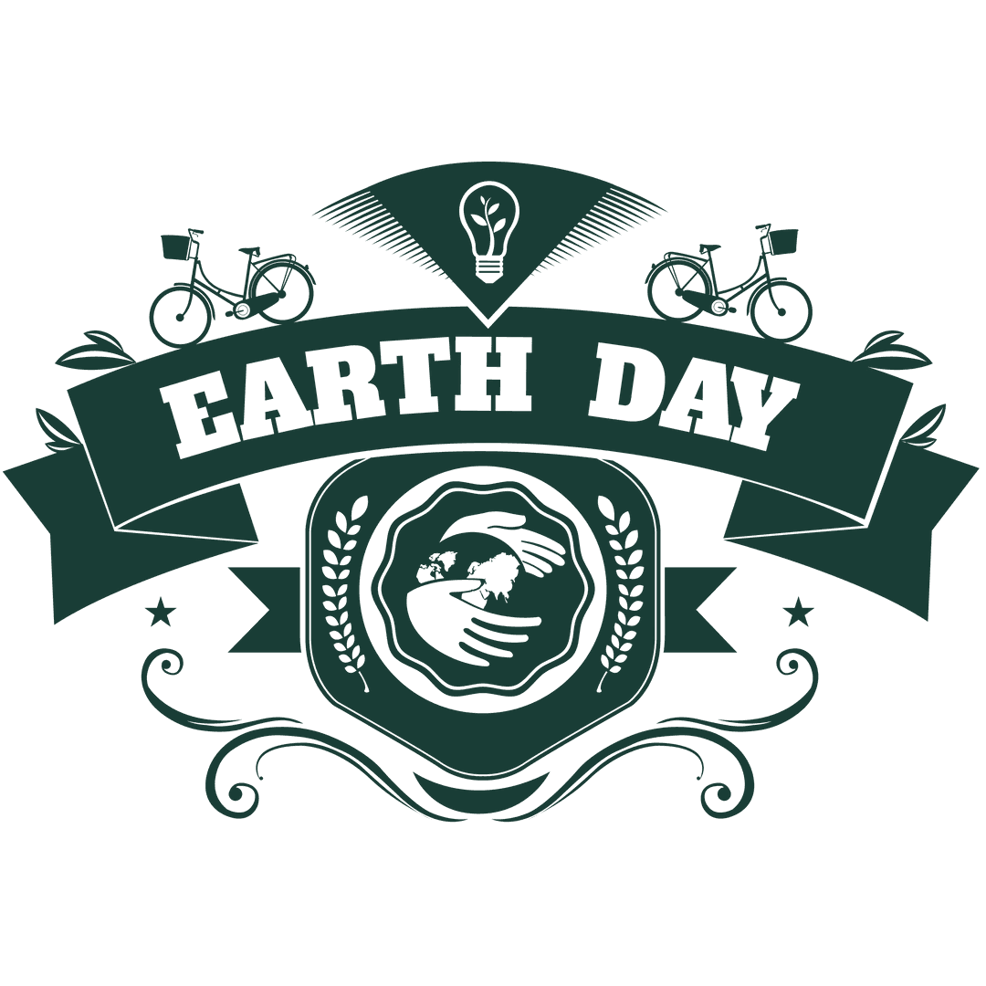 Green Earth Day Badge on Transparent Background for Ecology Messages